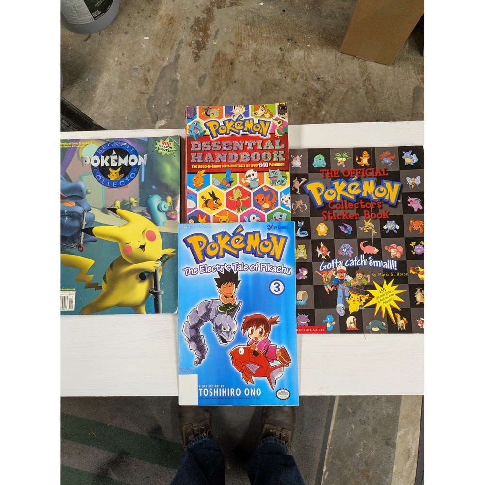 Pokemon Book Lot Essential Handbook Sticker Book Electric Tale of Pikachu Manga